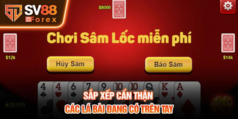 Sắp xếp cẩn thận các lá bài đang có trên tay